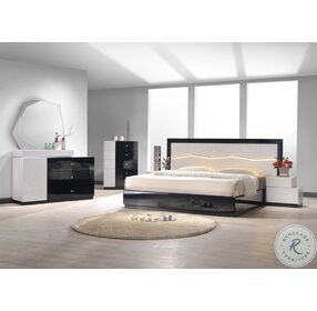 Turin Light Grey and Black Lacquer King Platform Bed