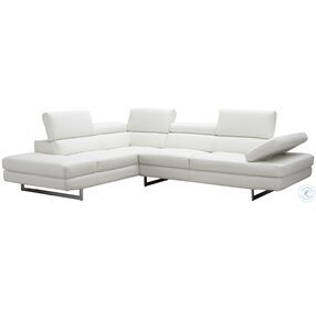 A761 Off White Italian Leather LAF Sectional
