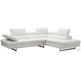 A761 Off White Italian Leather RAF Sectional