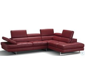 A761 Red Italian Leather Chaise RAF Sectional