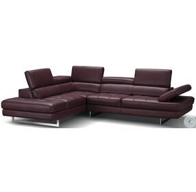 A761 Maroon Italian Leather Chaise LAF Sectional
