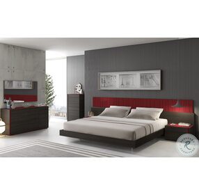 Lagos Red & Wenge Lacquer King Platform Bed