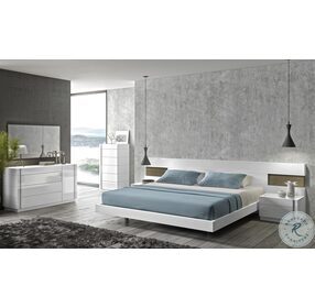 Amora Natural White Lacquer Queen Platform Bed