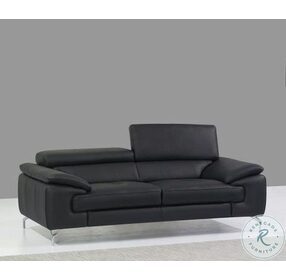 A973 Black Italian Leather Living Room Set