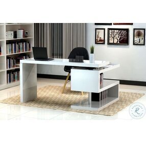 A33 White Lacquer Office Desk