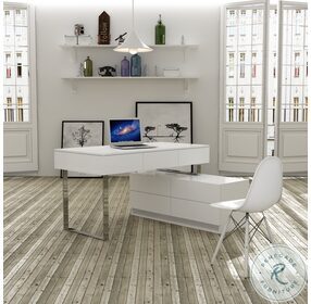 KD12 White Lacquer Modern Office Desk