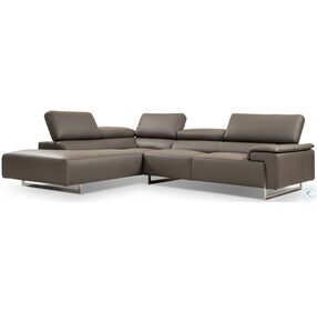 I794  Grey Leather with Ratchet Headrest LAF Sectional