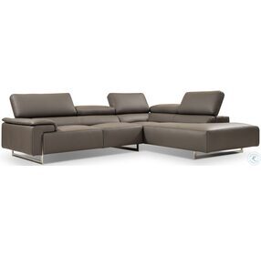 I794  Grey Leather with Ratchet Headrest RAF Sectional