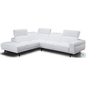 Davenport Snow White Top Grain Leather LAF Sectional