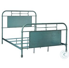 Vintage Series Distressed Blue King Metal Bed