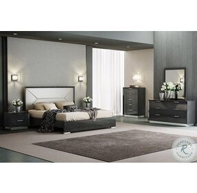 Monte Leone High Gloss Gray Queen Upholstered Platform Bed