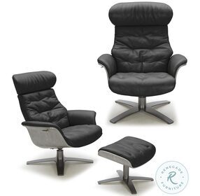 Karma Black Italian Leather Lounge Chair
