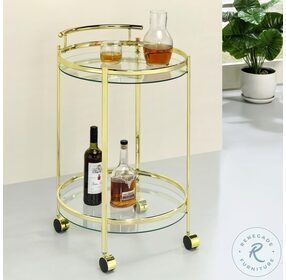 Chrissy Brass Round Glass Bar Cart