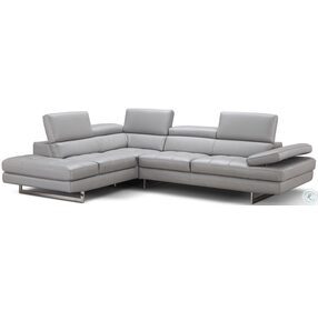 Italian Light Gray Leather LAF Sectional