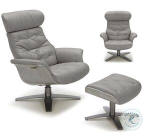 Karma Gray Italian Leather Lounge Chair