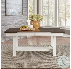 Brook Bay Textured White With Carbon Gray Trestle Extendable Dining Room Set