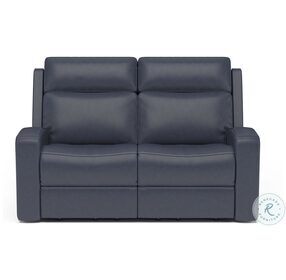 Cody Gray Leather Power Reclining Loveseat With Power Headrest And Footrest