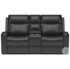 Cody Brown Leather Power Reclining Console Loveseat With Power Headrest And Footrest