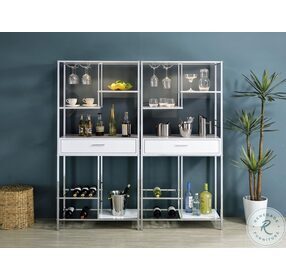 Figueroa White High Gloss And Chrome Bar Cabinet With Lighting