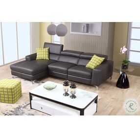 Ariana Gray Leather Reclining LAF Sectional