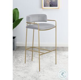 Comstock Grey And Gold Upholstered Low Back Bar Stool
