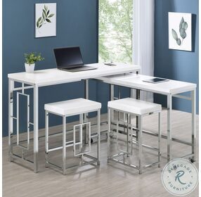 Jackson White And Chrome 4 Piece Counter Height Dining Set