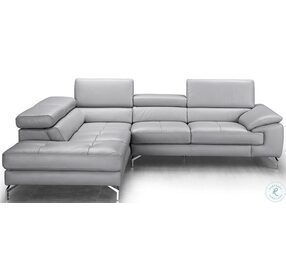 Olivia Light Gray Premium Leather LAF Sectional