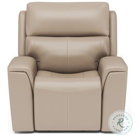 Jarvis Parchment Leather Power Recliner With Power Headrest And Footrest
