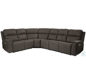 Jarvis Mocha Leather Power Reclining Sectional With Power Headrest And Footrest