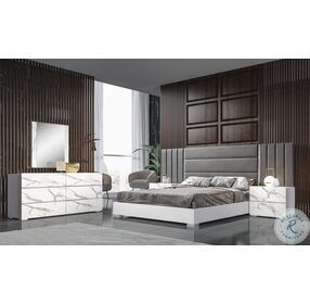 Nina White Lacquer Queen Platform Bed