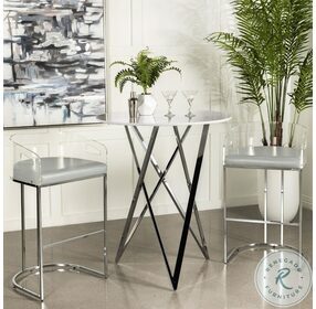 Bexter Chrome And White Faux Marble Round Top Bar Table