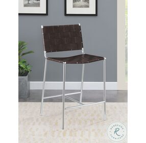 Adelaide Brown And Chrome Upholstered Open Back Counter Height Stool