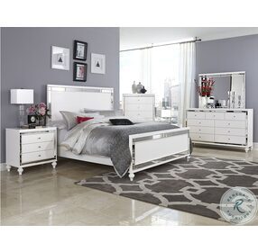 Alonza Metallic White Queen Panel Bed