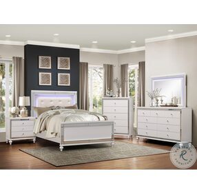 Alonza White King Upholstered Panel Bed