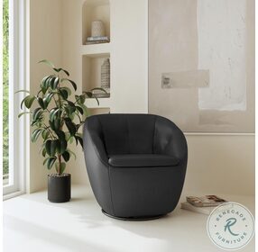 Wade Black Leather Swivel Chair
