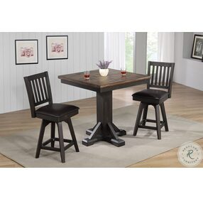 Ashford Black And Rustic Walnut Square Counter Height Pub Table