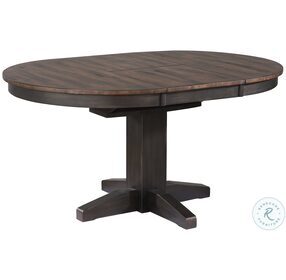 Ashford Black And Rustic Walnut Round Pedestal Extendable Dining Room Set