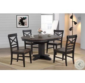 Ashford Black And Rustic Walnut Round Pedestal Extendable Dining Table