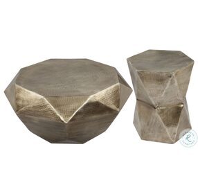 Olivia Hammered Gold Geometric End Table