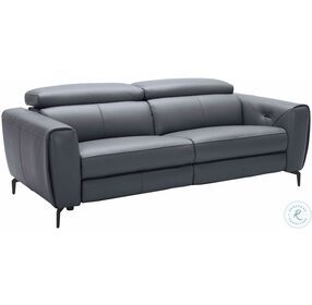 Lorenzo Blue Grey Italian Leather Reclining Living Room Set