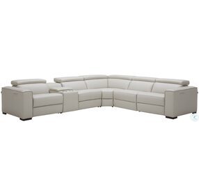 Picasso Silver Grey Top Grain Leather Power Reclining Sectional