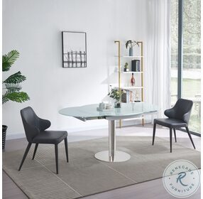 Pub  White And Stainless Steel Extendable Dining Table