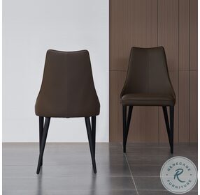 Milano Chocolate Italian Leather Dining Chair Set of 2