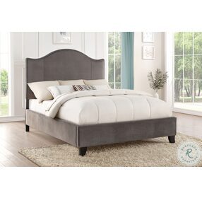 Carlow Gray Velvet California King Upholstered Panel Bed