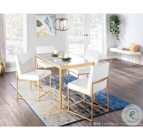 Fuji White High Back Velvet And Gold Metal Dining Chair Set Of 2