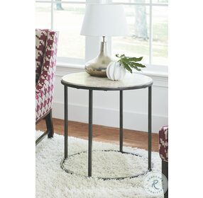 Modern Basics Natural Travertine And Grey Round End Table