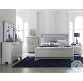 Allura Silver Queen Upholstered Panel Bed
