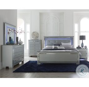 Allura Silver King Upholstered Panel Bed