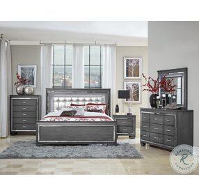 Allura Gray Queen Upholstered Panel Bed