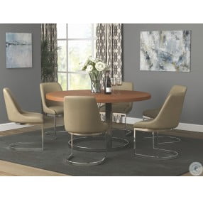 Marino Natural Cherry and Chrome Dining Table
